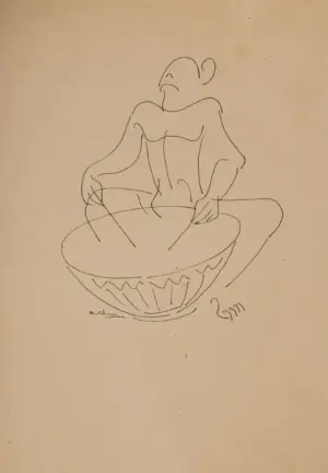 <b>K. K. Hebbar</b><br>Untitled<br>Pen on Paper<br>10.75 x 7.75 Inches<br>Unknown