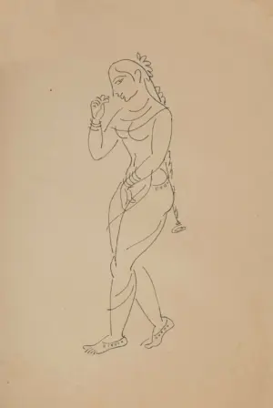 <b>K. K. Hebbar</b><br>Untitled<br>Pen on Paper<br>11.5 x 7.75 Inches<br>Unknown