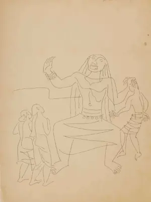 <b>K. K. Hebbar</b><br>Untitled<br>Pen on Paper<br>13.5 x 11 Inches<br>Unknown