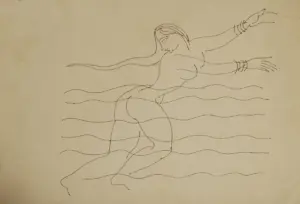 <b>K. K. Hebbar</b><br>Untitled<br>Pen on Paper<br> 7.75 x 11.25 Inches<br>Unknown