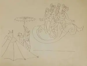 <b>K. K. Hebbar</b><br>Untitled<br>Pen on Paper<br>11 x 13.5 Inches<br>Unknown