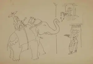 <b>K. K. Hebbar</b><br>Untitled<br>Pen on Paper<br>8 x 11.25 Inches<br>Unknown