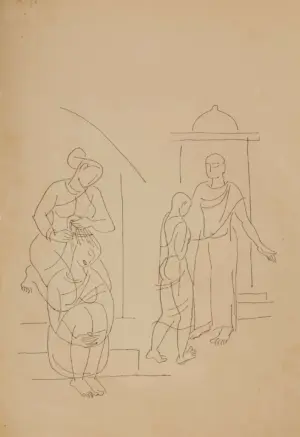 <b>K. K. Hebbar</b><br>Untitled<br>Pen on Paper<br>15 x 11 Inches<br>Unknown