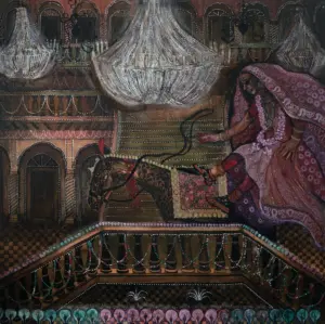 <b>A. Rajeswara Rao</b><br>Bhago Basanthi<br> Acrylic on Canvas<br> 60 x 60 Inches<br>2022