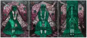 <b>A. Rajeswara Rao</b><br>Bridal Photo Shoot (Triptych)<br>Acrylic on Acrylic Sheet<br>48 x 36 Inches (each)<br>2023