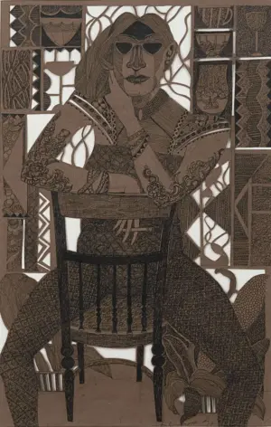 <b>A. Rajeswara Rao</b><br> Smoking Zone<br> Pen & Ink on Paper Cut<br> 24 x 12 Inches<br>2017