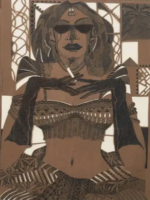 <b>A. Rajeswara Rao</b><br> Smoking Zone<br> Pen & Ink on Paper Cut<br> 30 x 24 Inches<br>2017