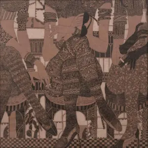 <b>A. Rajeswara Rao</b><br> Smoking Zone<br> Pen & Ink on Paper Cut<br> 48 x 48 Inches<br>Unknown