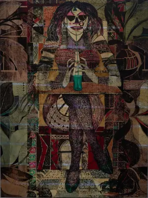 <b>A. Rajeswara Rao</b><br>Thanda Thanda Cool Cool<br> Acrylic on Canvas<br>48 x 36 Inches<br>Unknown