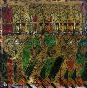 <b>A. Rajeswara Rao</b><br>The Kings br>Acrylic on Acrylic Sheet<br>48 x 48 Inches<br>2018