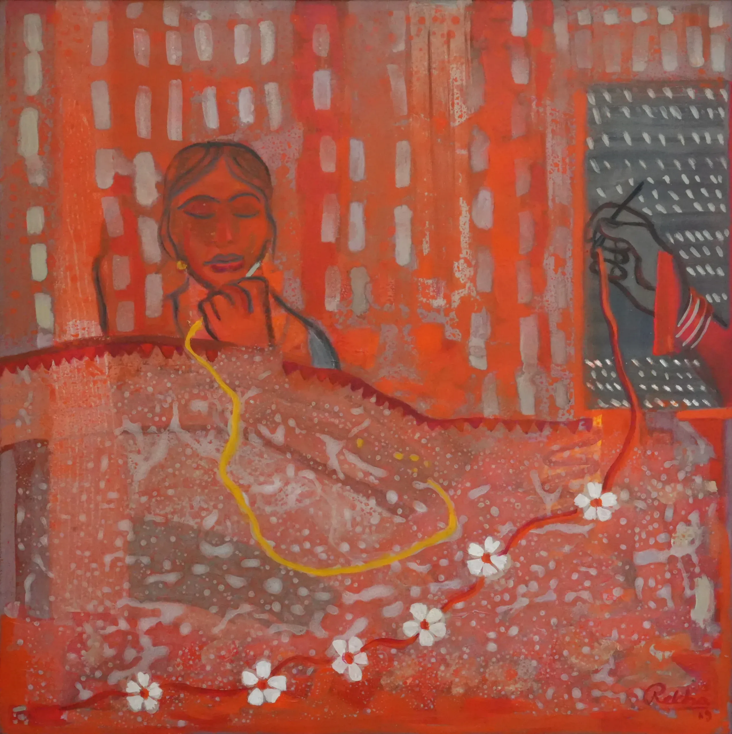 <b>Rekha Hebbar Rao</b><br>Untitled<br>Acrylic on Canvas<br>36 x 36 Inches<br>2009