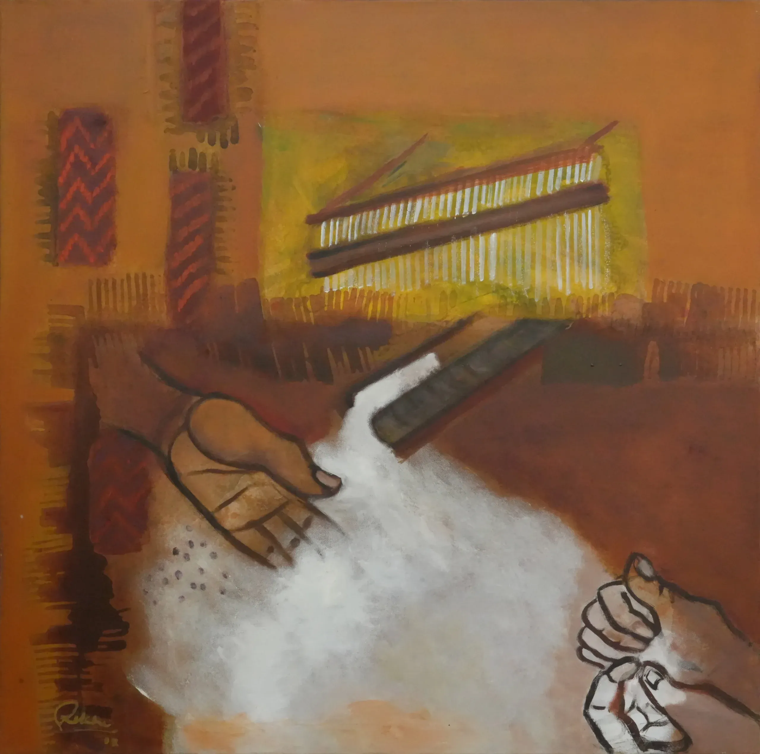 <b>Rekha Hebbar Rao</b><br>Untitled<br>Acrylic on Canvas<br>36 x 36 Inches<br>2008