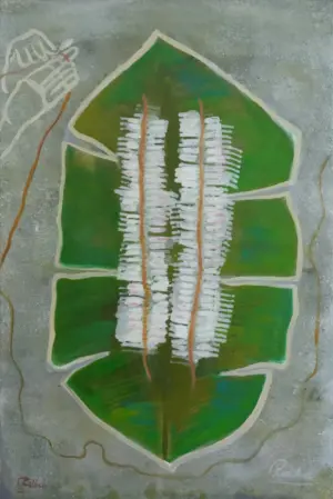 <b>Rekha Hebbar Rao</b><br>Untitled<br>Acrylic & Oil on Canvas<br>36.5 x 24 Inches<br>2025