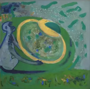 <b>Rekha Hebbar Rao</b><br>Superman II-Rama's Ring<br>Acrylic & Oil on Canvas<br>24 x 24 Inches<br>2009