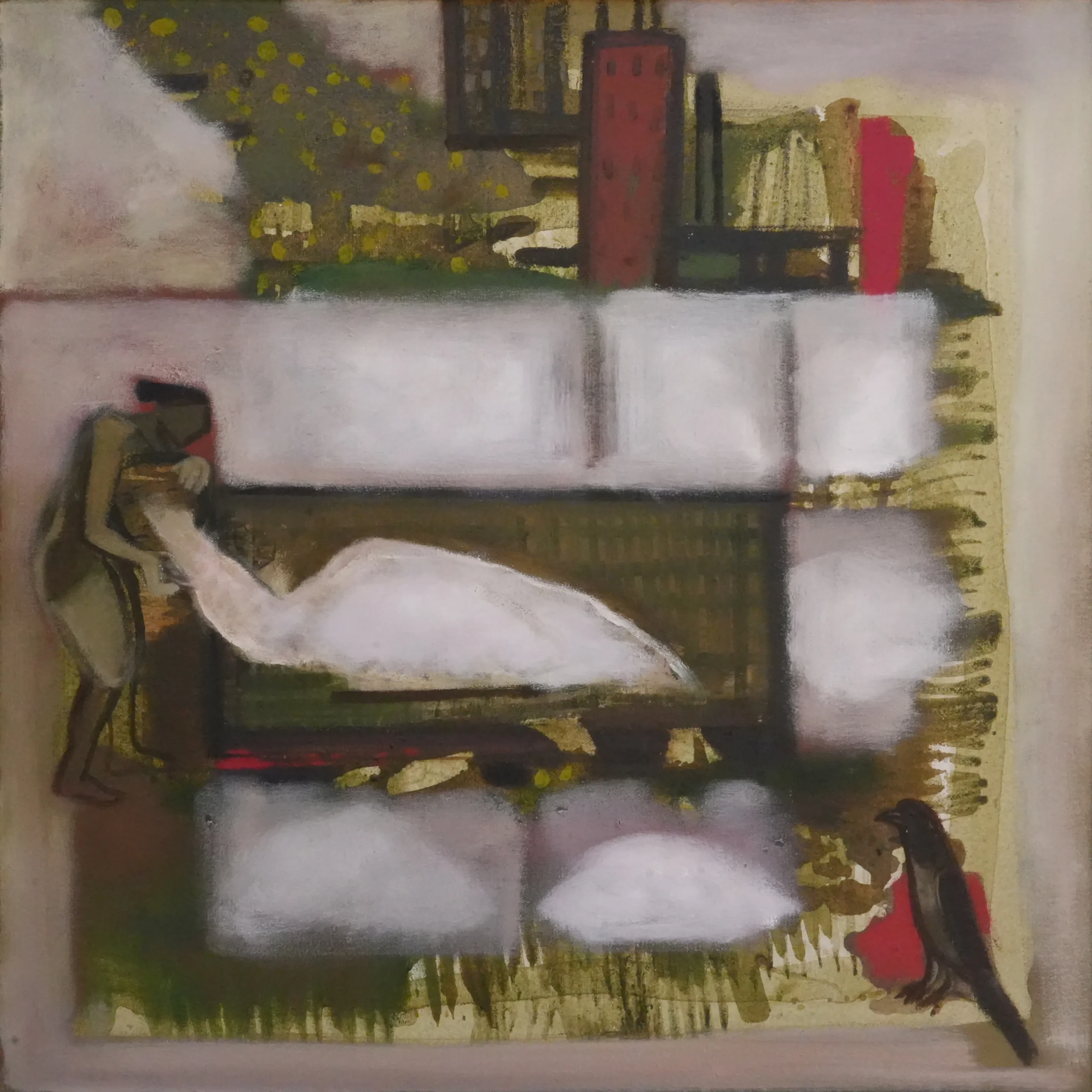 <b>Rekha Hebbar Rao</b><br>Salt Pan (Bassein)<br>Acrylic on Canvas<br>24 x 24 Inches<br>2025