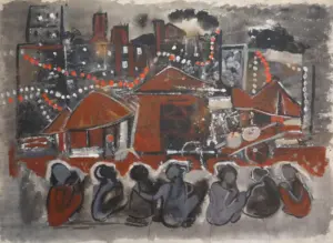 <b>Rekha Hebbar Rao</b><br>Festival<br>Acrylic on Paper<br>22 x 30 Inches<br>1994