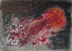 <b>Rekha Hebbar Rao</b><br>Celebration<br>Acrylic on Paper<br> 21.5 x 30 Inches<br> 1994