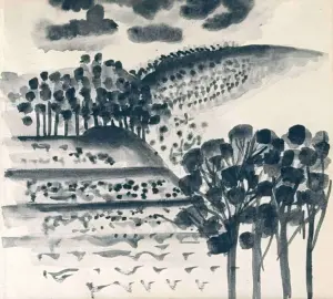 <b>Bhupen Khakhar</b><br>Trees<br>Ink and Watercolour on Paper<br>10.5 x 12 Inches<br>Unknown
