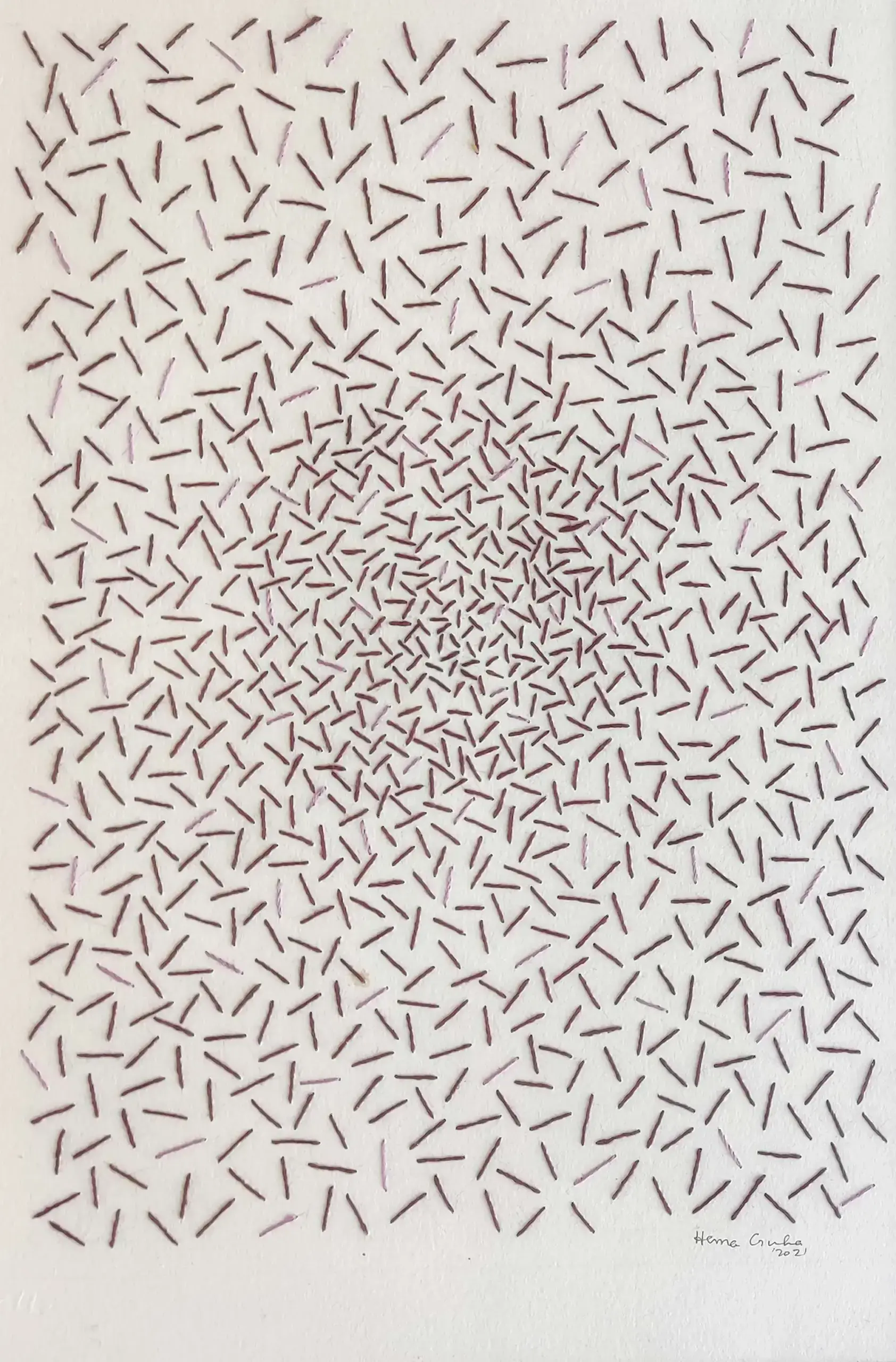 <b>Hemavathy Guha</b><br>Untitled<br>Needle and Thread on Paper<br>14.6 x 11 Inches<br>Unknown