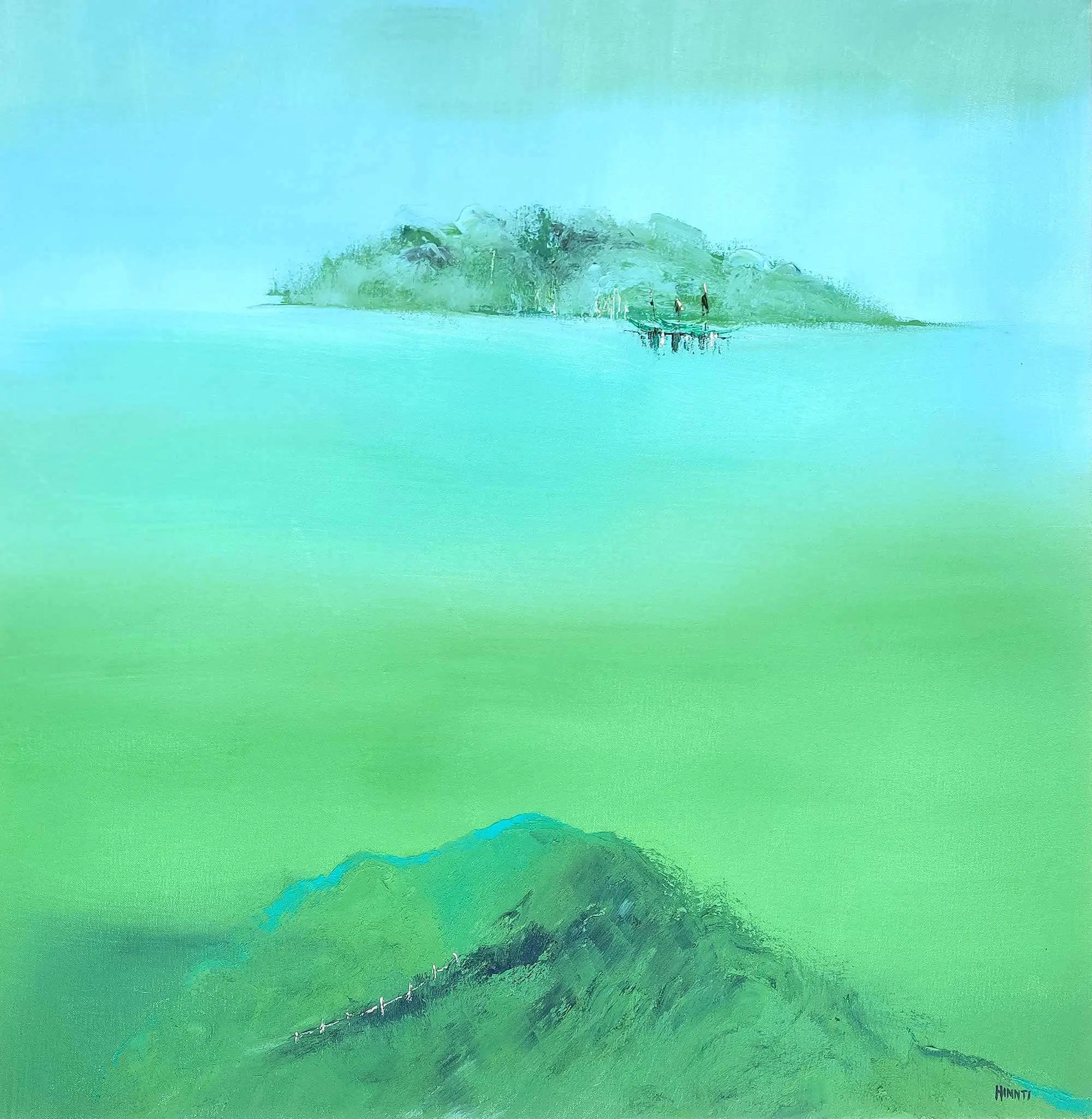 <b>Himnti Sen</b><br> Untitled<br>Oil and Acrylic on Canvas<br>30 x 30 Inches<br>2025