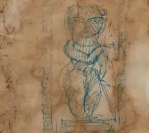 <b>Jamini Roy</b><br>Untitled<br>Pen on Paper<br>4.5 x 5 Inches<br>Unknown