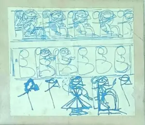 <b>Jamini Roy</b><br>Untitled<br>Pen and ink on Paper<br>4.5 x 5 Inches<br>1940