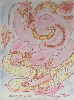 <b>Jogen Chowdhury</b><br>Ganesha<br>Pastel on Paper<br>16.5 x 12 Inches<br>2009