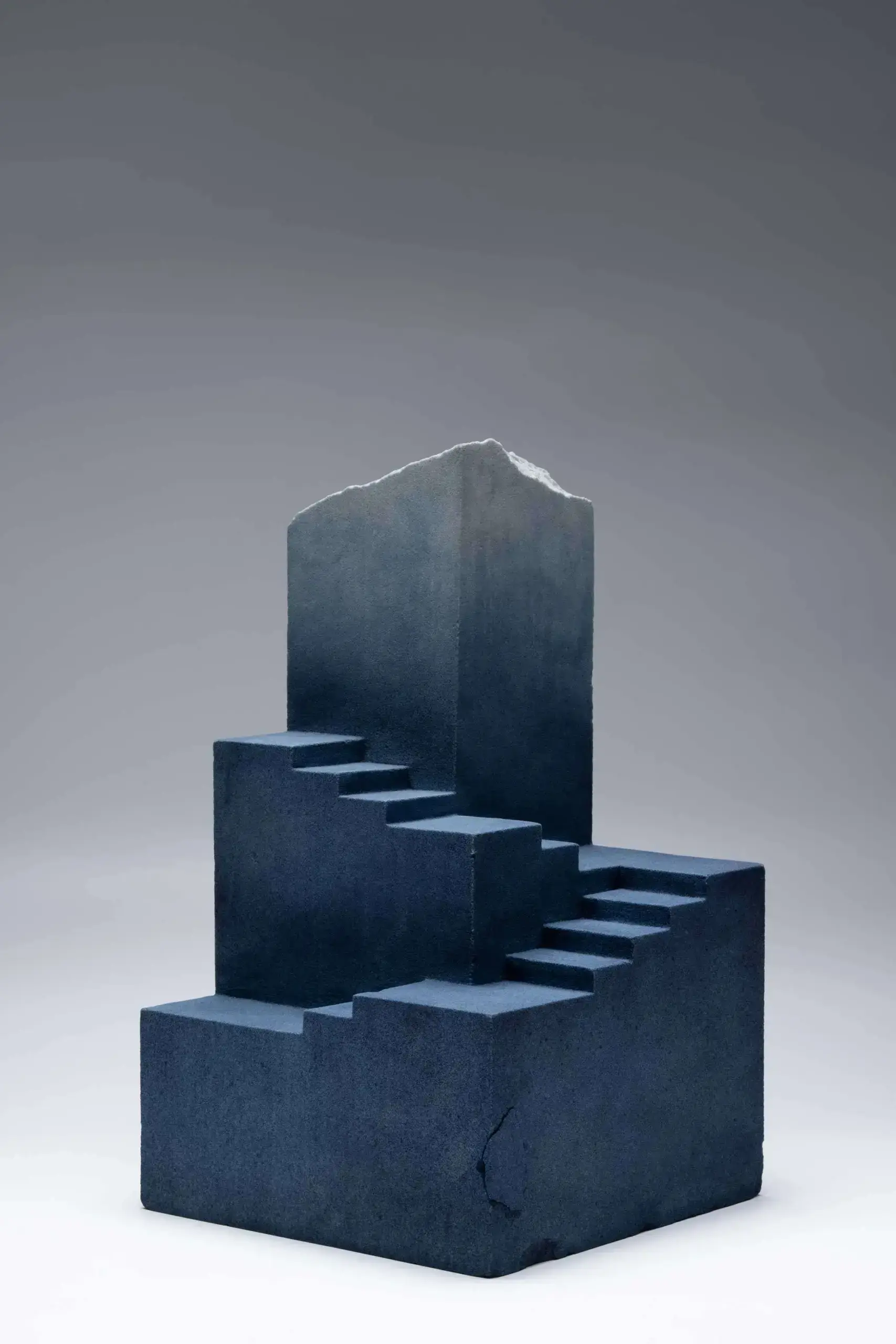 <b>Kavin Mehta</b><br>Untitled<br>Hand- Carved Natural Sandstone<br> Dyed in Natural Indigo <br>7.2 x 7.2 x 12.5 Inches<br> ?Unknown