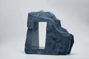 <b>Kavin Mehta</b><br>A Threshold<br>Hand- Carved Natural Sandstone<br> Dyed in Natural Indigo <br>13.3 x 5.5 x 12.5 Inches<br> Unknown