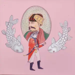 <b>Mainaz Bano</b><br> Hues of Inheritance<br>Acrylic on Canvas<br>12 x12 Inches<br> 2024