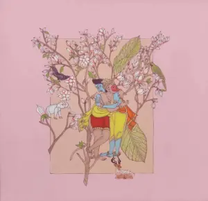 <b>Mainaz Bano</b><br> Hues of Inheritance<br>Acrylic on Canvas<br>12 x12 Inches<br> 2024