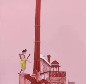 <b>Mainaz Bano</b><br> Hues of Inheritance<br>Acrylic on Canvas<br>12 x12 Inches<br> 2024