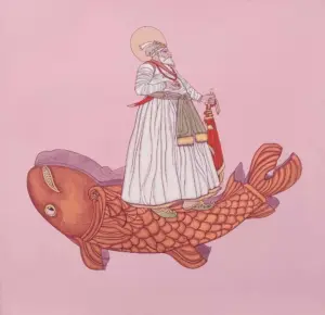 <b>Mainaz Bano</b><br> Hues of Inheritance<br>Acrylic on Canvas<br>12 x12 Inches<br> 2024