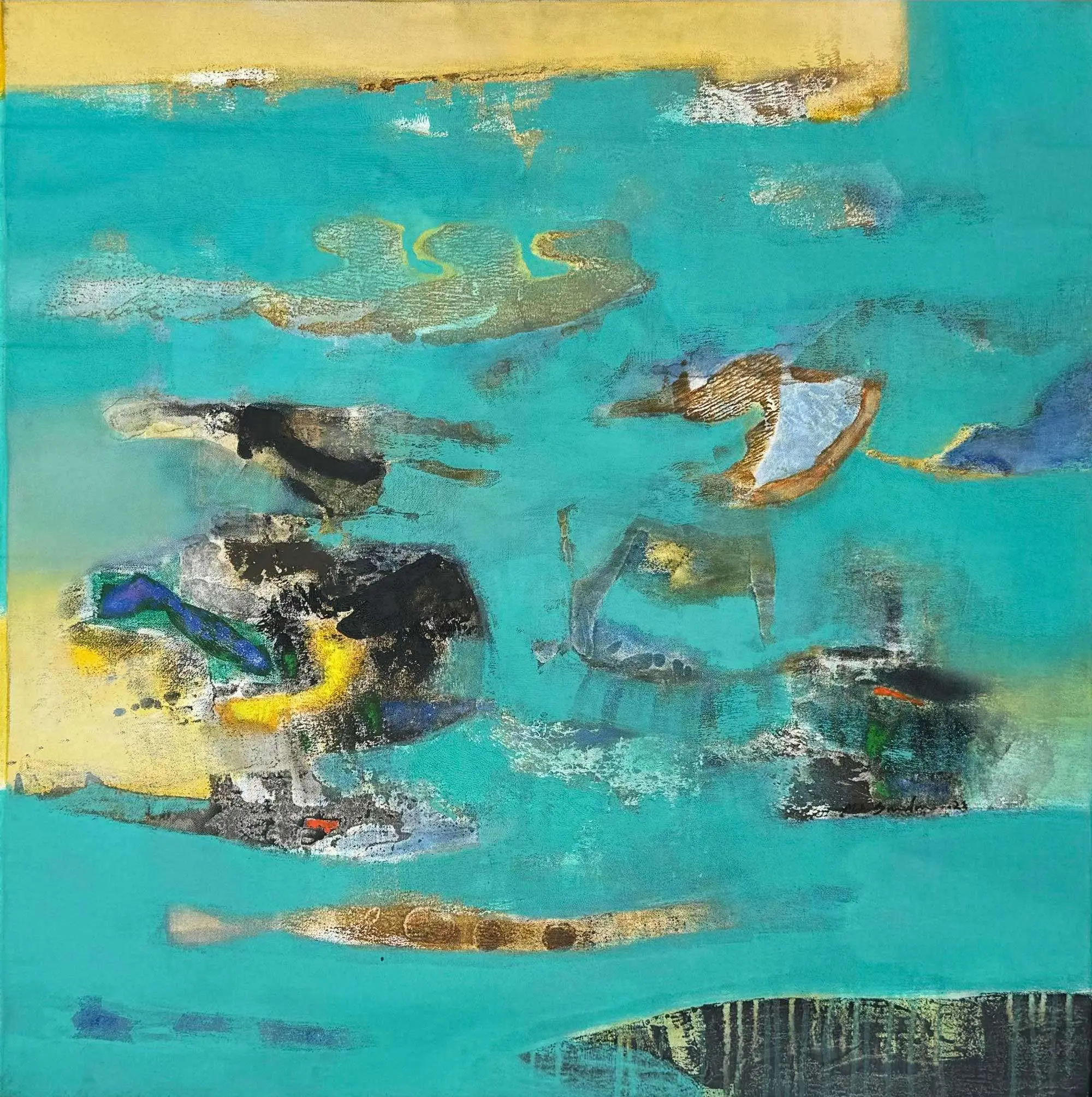 <b>Mukhtar Ahmed Sardar</b><br>Untitled<br>Acrylic on Canvas<br>35.5 x 36 Inches<br> ?Unknown