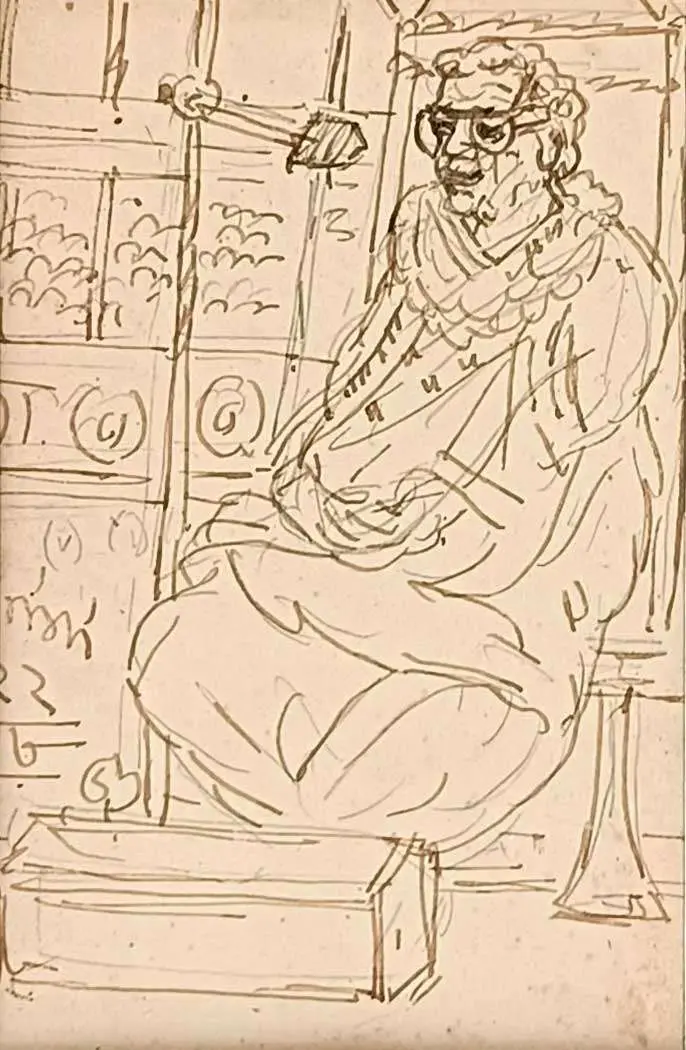 <b>Nandalal Bose</b><br>Untitled<br>Ink on paper<br>5 x 3 Inches<br> ?Unknown