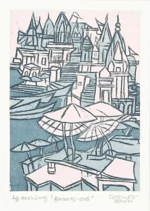 <b>Vrindavan Solanki</b><br>Banaras-I<br>Etching<br>11 x 15 Inches<br>2025