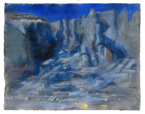 <b>Indrapramit Roy</b><br>Imaginary Daybreak at Memorial<br> Dry Pastel on Indian Handmade Paper <br>26.5 x 33 Inches<br>2023