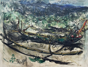 <b>Affandi</b><br>Balinese Boat <br>Oil on Canvas <br> 42.5 x 55.1 Inches<br>1965
