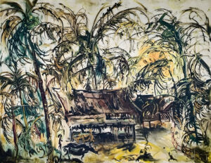 <b>Affandi</b><br>Aceh Village <br>Oil on Canvas <br> 39.3 x 50.3Inches<br>1978