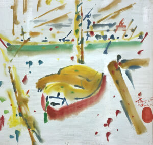 <b>Rusli</b><br>Pelabuhan <br>Oil on Canvas <br> 13.3 x 13.3 Inches<br>1971