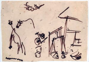 <b>Benode Behari Mukherjee </b><br>Untitled <br>Drawing on Nepalese Handmade Paper <br> 9 x 13.5 Inches<br>Unknown