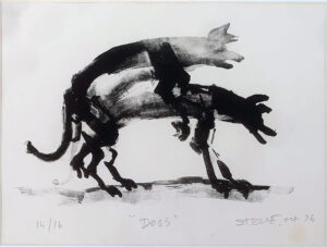 <b>Somnath Hore </b><br>Dogs <br> Lithograph on Paper <br> 11 x 15 Inches <br> 1976
