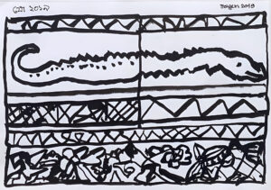 <b>Jogen Chowdhury </b><br>Untitled <br>Ink on Paper <br> 8.4 x 11 Inches<br>2019