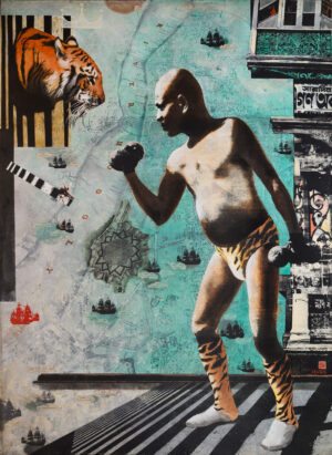 <b>Chhatrapati Dutta</b><br>Baanglaar Baagh<br>Mixed Media on Canvas <br> 60 x 48 Inches<br>2016