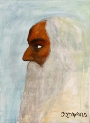 <b>Jogen Chowdhury</b><br>Rabindranath Tagore<br>Acrylic on Canvas <br> 26 x 24 Inches<br>2023