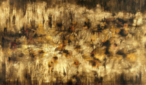 <b>Krishen Khanna</b><br>Beginning of a Forest Fire <br> Oil on Canvas <br> 31 x 54 Inches<br>Unknown