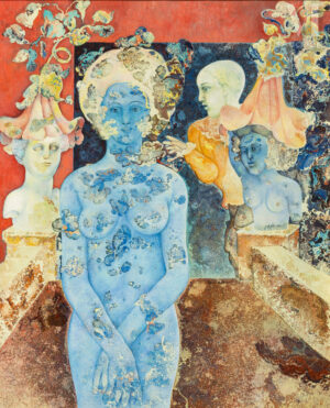 <b>Sakti Burman</b><br>The Enchanted <br> Oil on Canvas <br> 23.6 x 29.1 Inches<br>Unknown