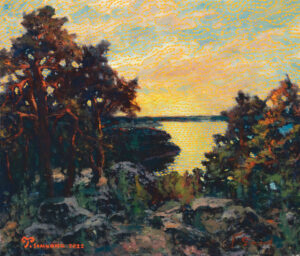 <b>Unidentified Artist & Tawatchai Somkong </b><br>The Gleeming Breeze <br> Oil on Canvas <br> 21.9 x 25.7 Inches<br> 2022