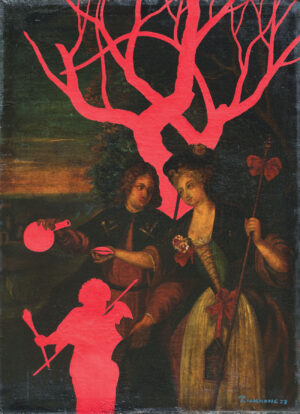 <b>Unknown Artist & Tawatchai Somkong </b><br> Romeo and Juliet <br> Oil on Canvas <br> 36.4 x 26.3 Inches<br> 2022