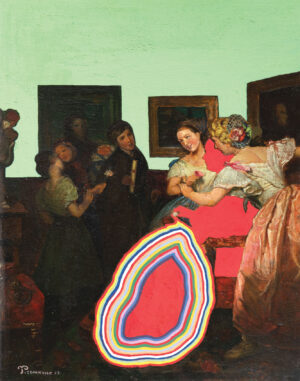 <b>Unknown Artist & Tawatchai Somkong </b><br> In The Dressing Room  <br> Oil on Wood<br> 19.6 x 15.3 Inches<br> 2023